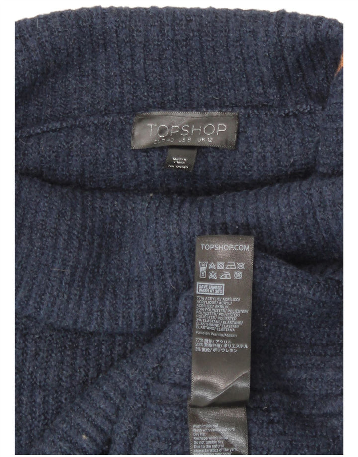 Topshop Jersey extragrande con cuello vuelto para mujer, talla 40, talla M, azul marino
