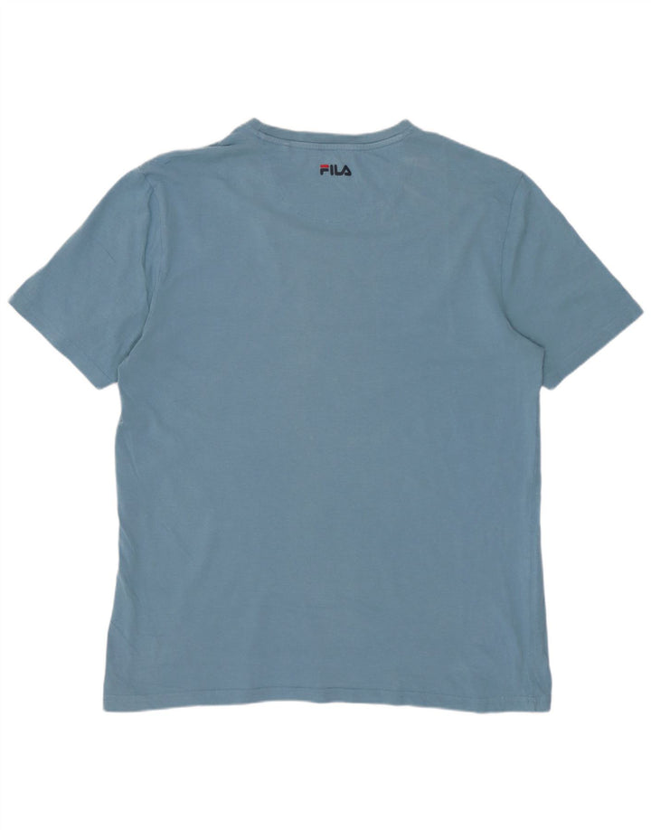 FILA Camiseta gráfica para hombre Top grande de algodón azul