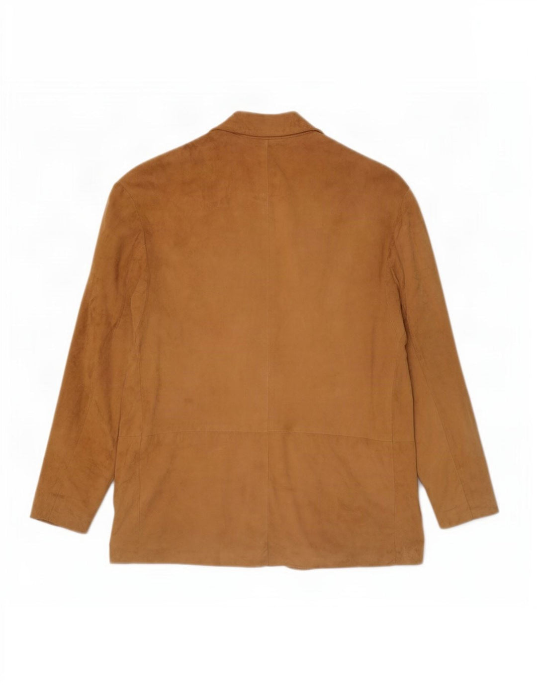 Vintage mujer 3 botones ante Blazer chaqueta Reino Unido 14 cuero beige medio