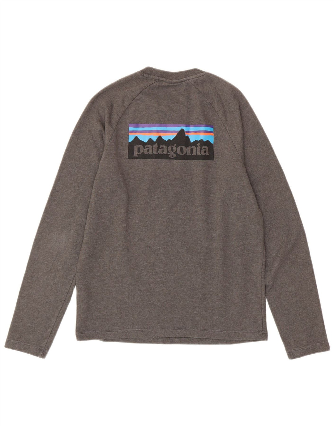 PATAGONIA Mens Graphic Top Manga Larga Pequeño Algodón Gris