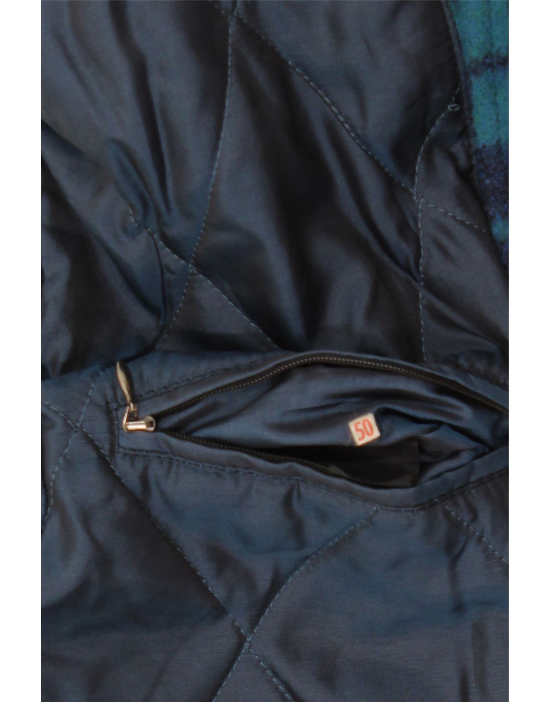 Abrigo vintage para hombre IT 50 lana de cuadros verdes grandes