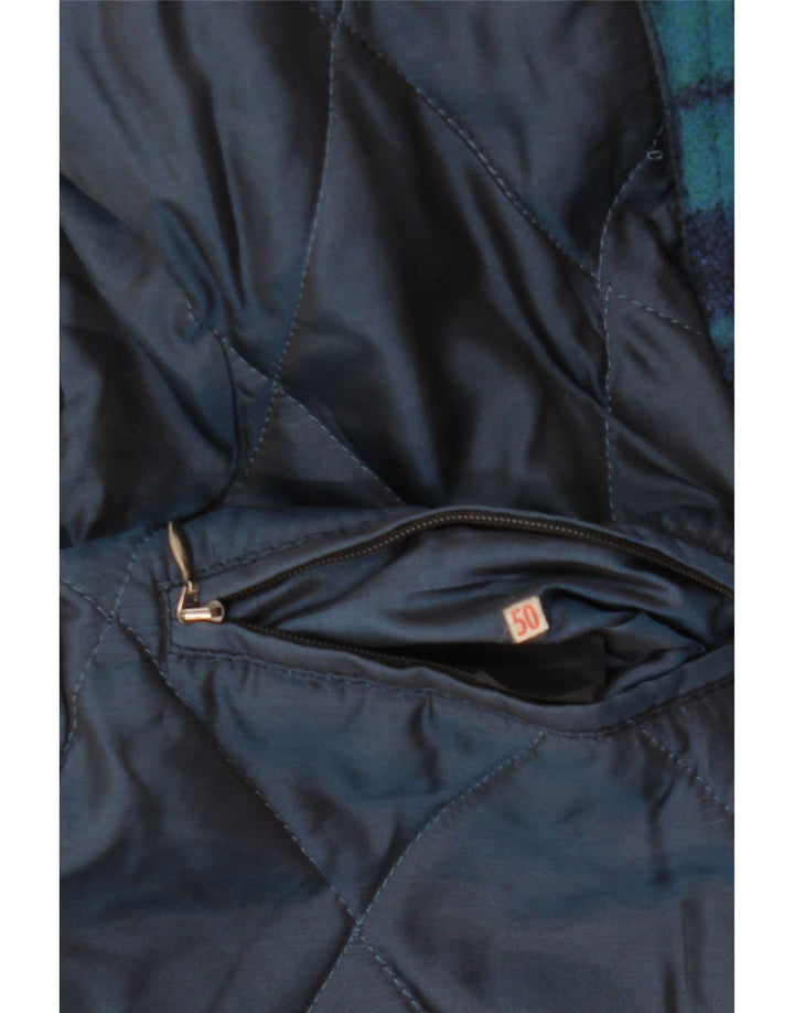 Abrigo vintage para hombre IT 50 lana de cuadros verdes grandes