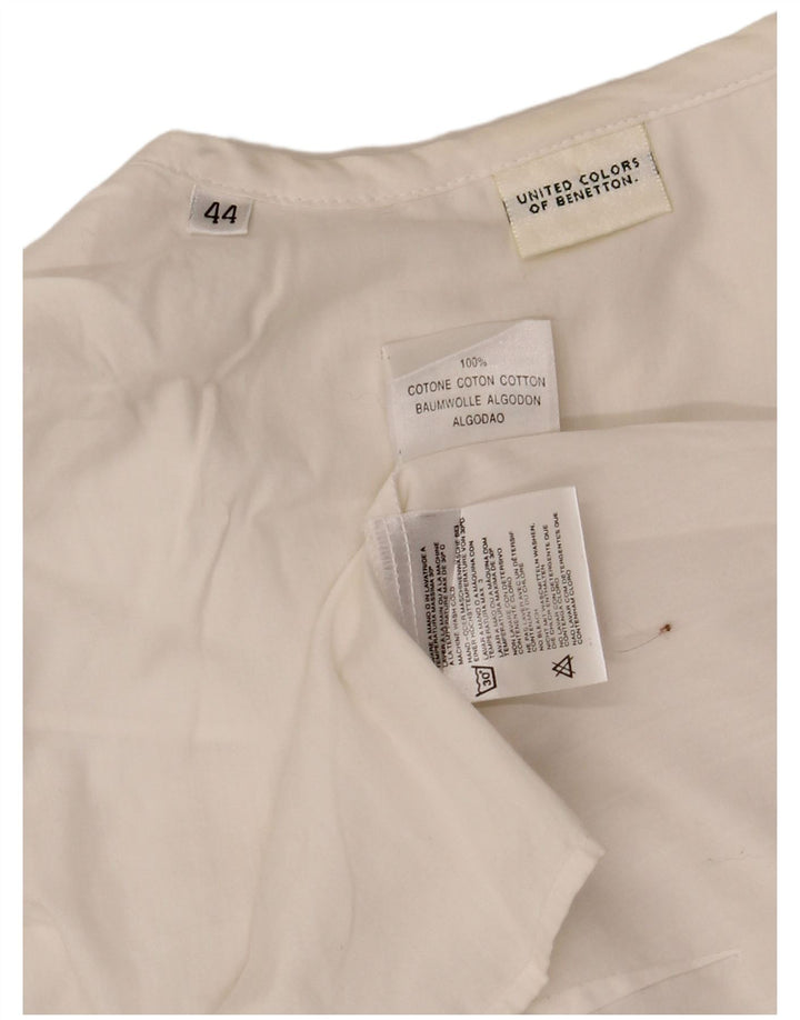 Benetton Blusa Sin Mangas IT 44 Medium Blanco Roto De Algodón