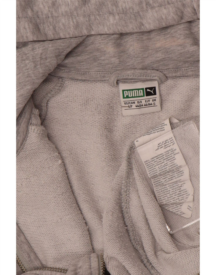 Puma Sudadera con capucha y cremallera para hombre, talla pequeña, algodón moteado gris
