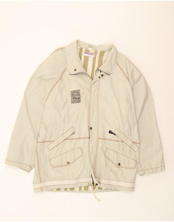 Berto Lucci Chaqueta utilitaria holgada para hombre IT 54 2XL Beige Algodón Retro