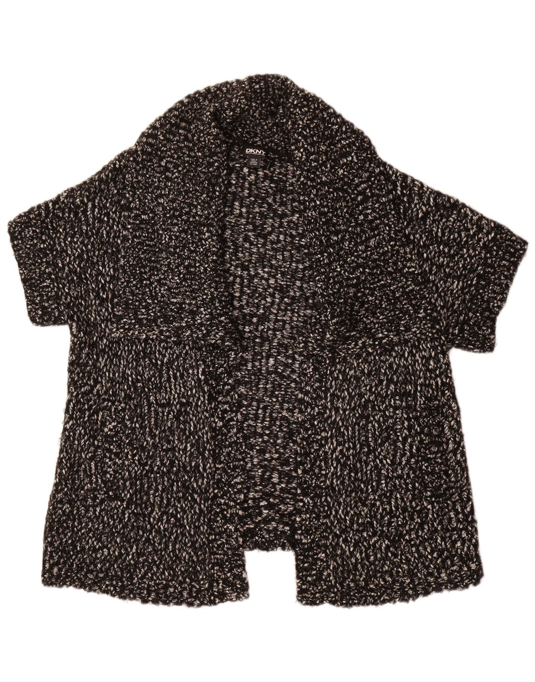 DKNY Suéter tipo cárdigan de manga corta extragrande para mujer UK 10 Small Black