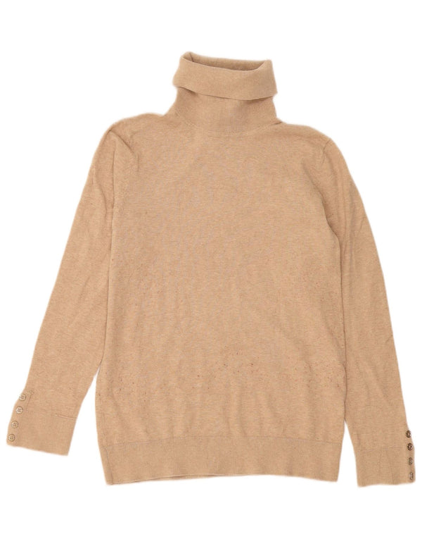 Tommy Hilfiger Jersey con cuello vuelto para mujer UK 12 Algodón beige mediano