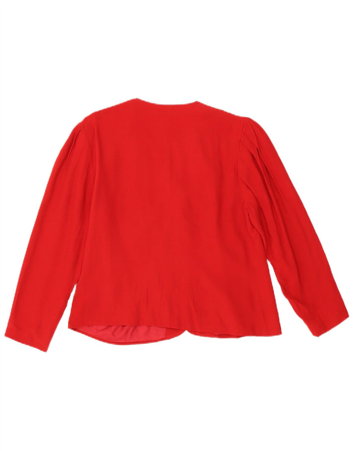 VINTAGE Chaqueta Blazer de 3 Botones para Mujer Reino Unido 12 Rojo Medio