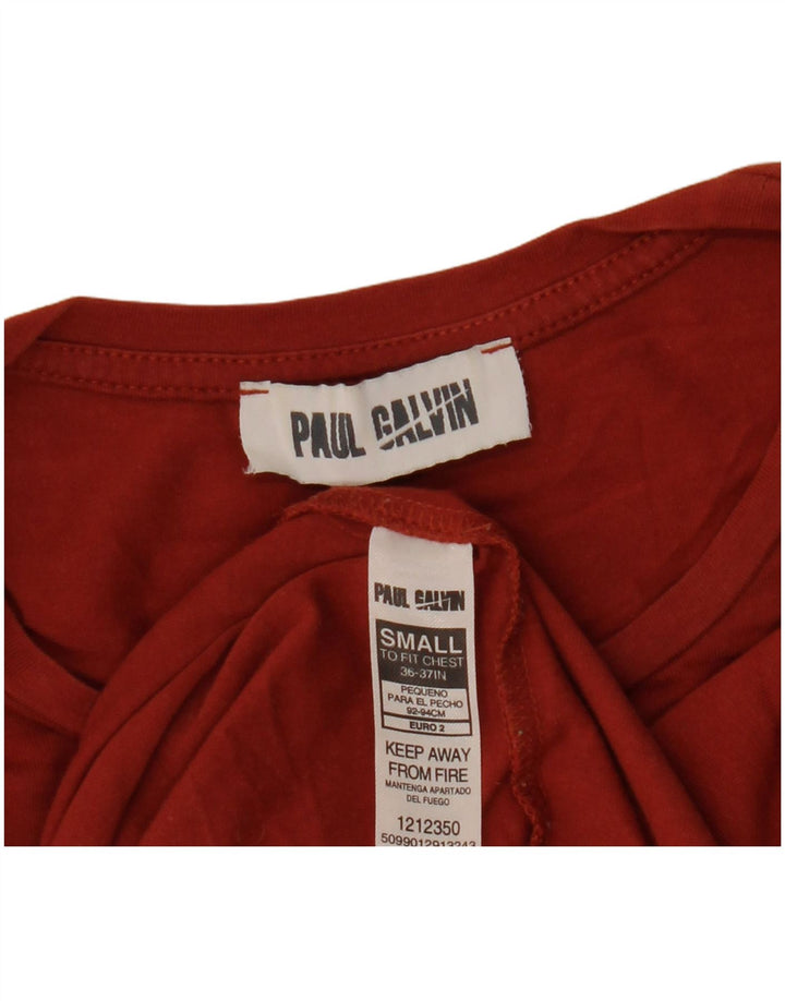 Vintage hombres camiseta top pequeño algodón burdeos