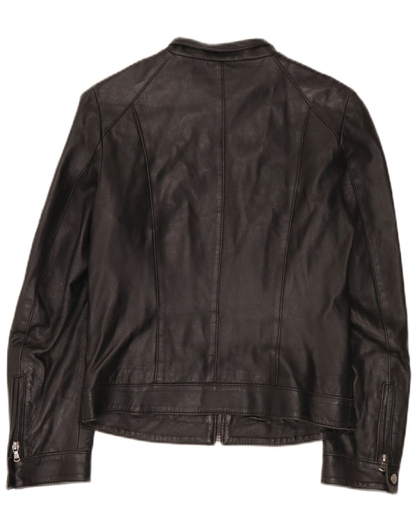 Vintage mujer cuero biker chaqueta IT 42 Medio Negro