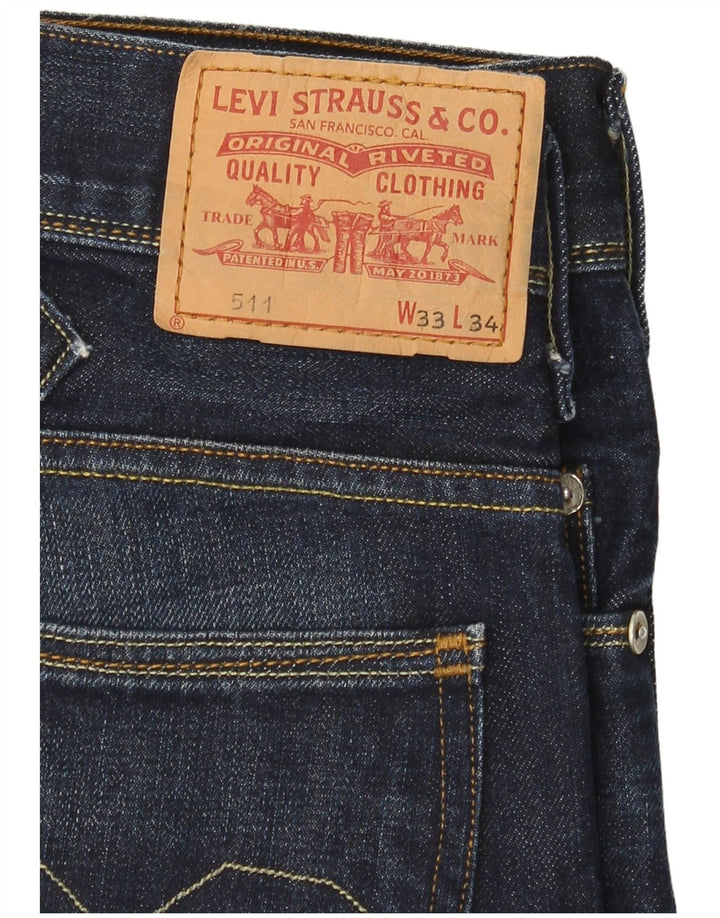 Levi's Mujer 511 Slim Jeans W33 L34 Algodón Azul Marino