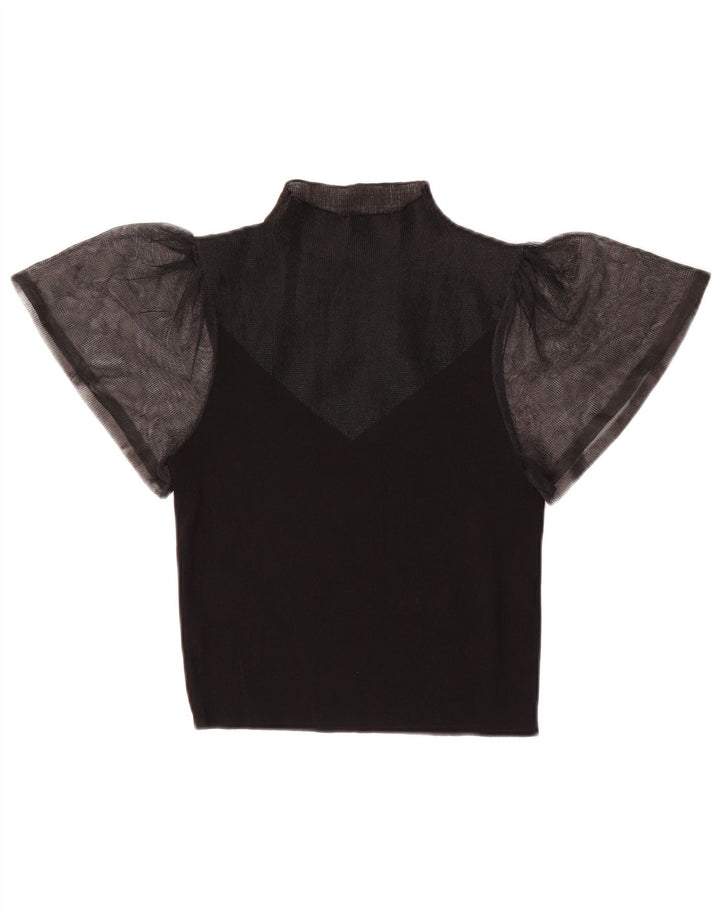 Zara Mujer Blusa Transparente Top UK 8 Small Negro