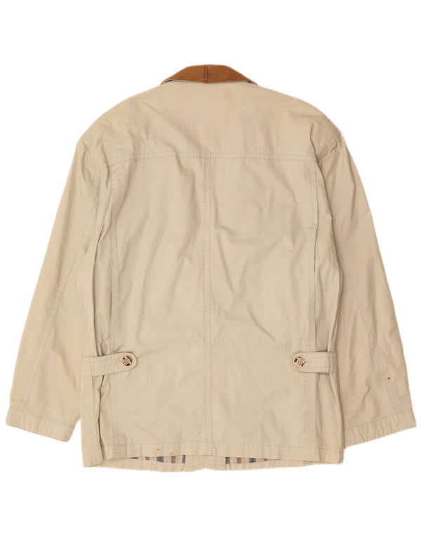 Vintage hombres chaqueta utilitaria Reino Unido 40 algodón beige grande