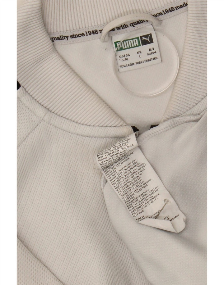 Puma Mens Graphic Chándal Top Chaqueta Grande Poliéster Blanco