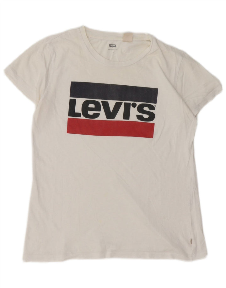 LEVI'S Camiseta gráfica para mujer Top UK 10 Small White