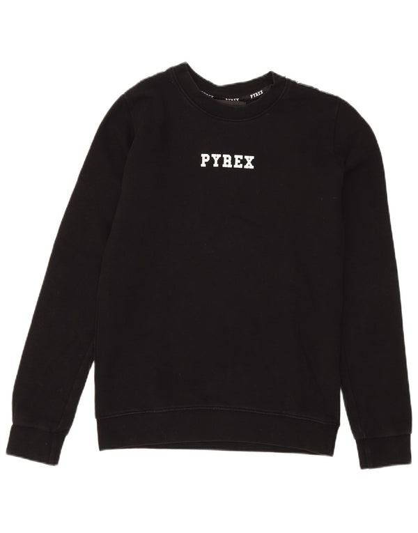 Pyrex Sudadera gráfica para mujer Jumper UK 6 XS Algodón negro