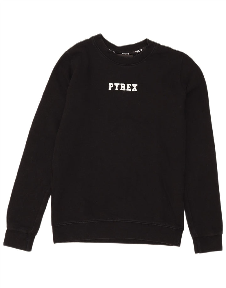 Pyrex Sudadera gráfica para mujer Jumper UK 6 XS Algodón negro