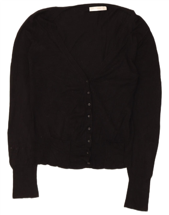 Zara Mujer Cárdigan Suéter UK 44 Grande Rayón Negro