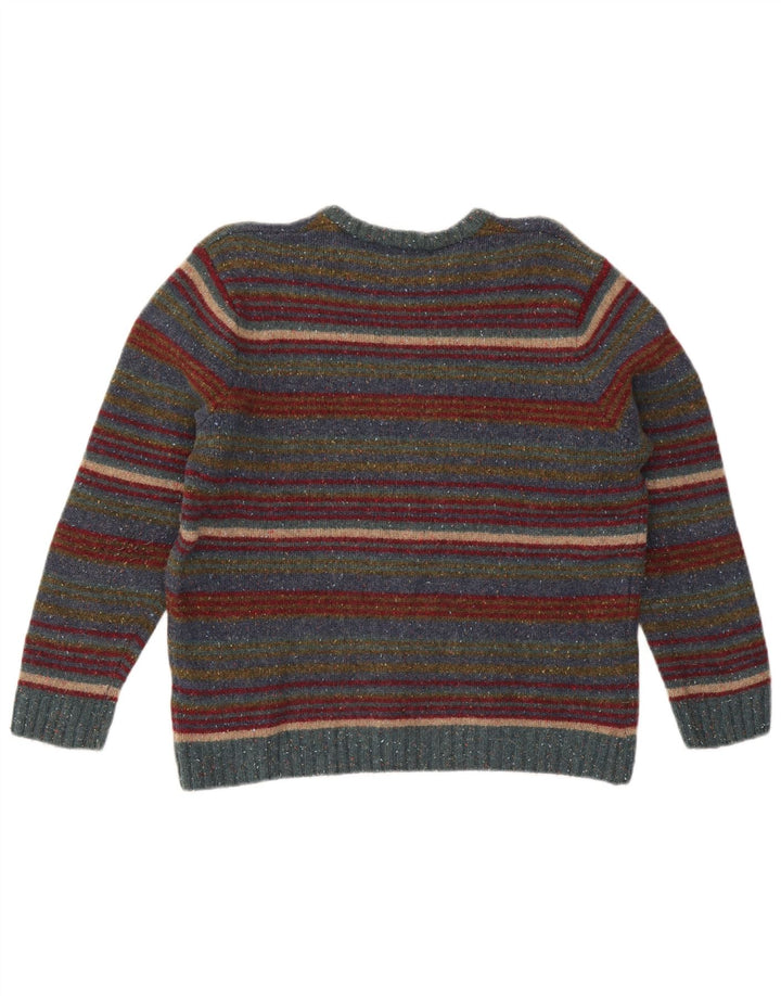 Paco Jersey De Cuello Redondo Para Mujer UK 46 Large Lana A Rayas Multicolor