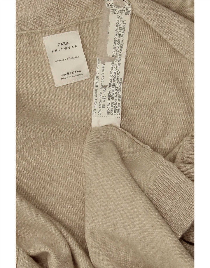 Zara Mujer Cárdigan Abierto Suéter UK 8 Small Viscosa Beige