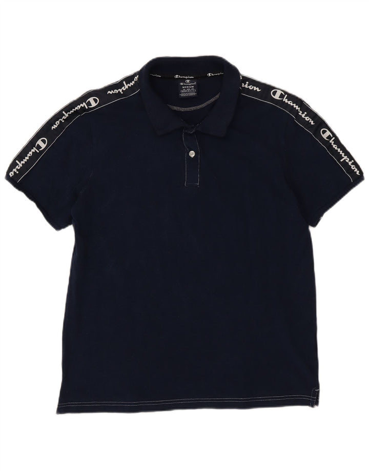 CHAMPION Polo gráfico para hombre de algodón azul marino mediano