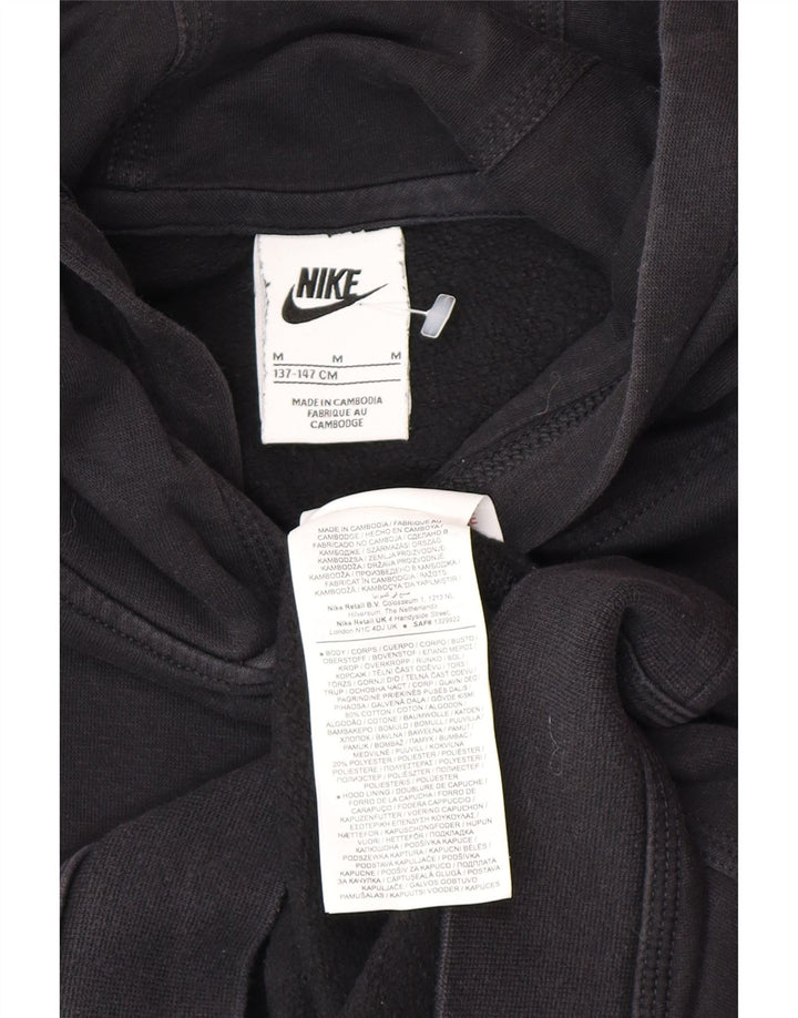 Nike - Sudadera con capucha para niño (10-11 años, talla mediana, algodón negro)