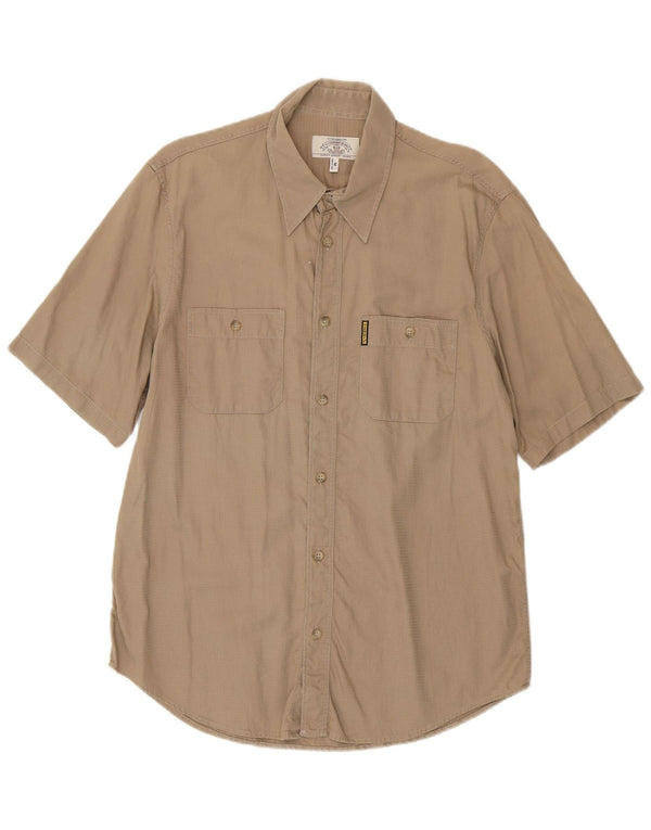 Camisa Armani Jeans Hombre Manga Corta Algodón Beige Medio