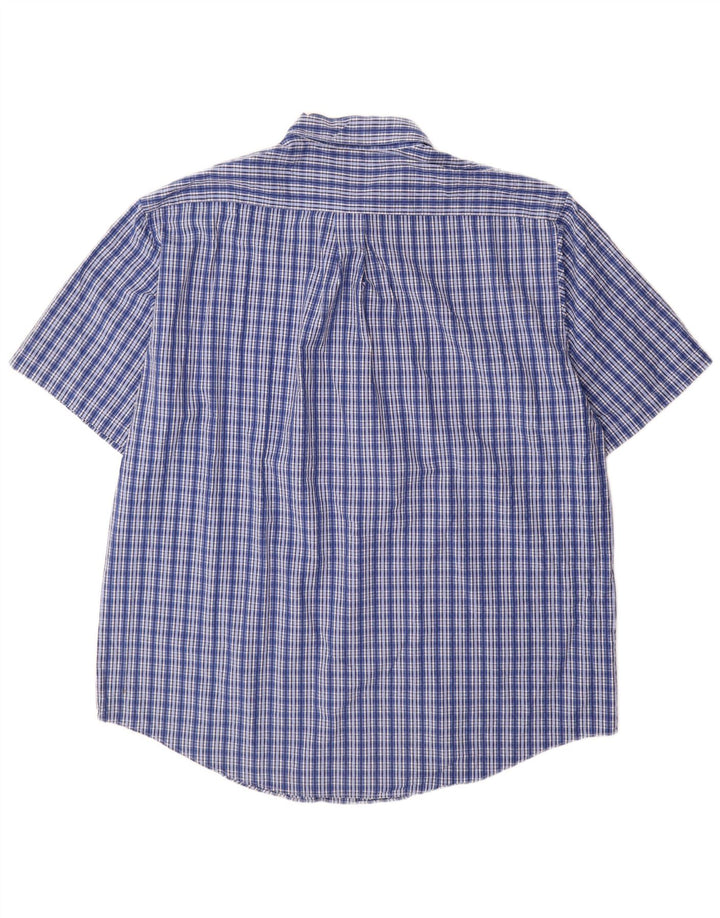 BROOKS BROTHERS Camisa de Manga Corta Regular Fit para Hombre XL Algodón a Cuadros Azul