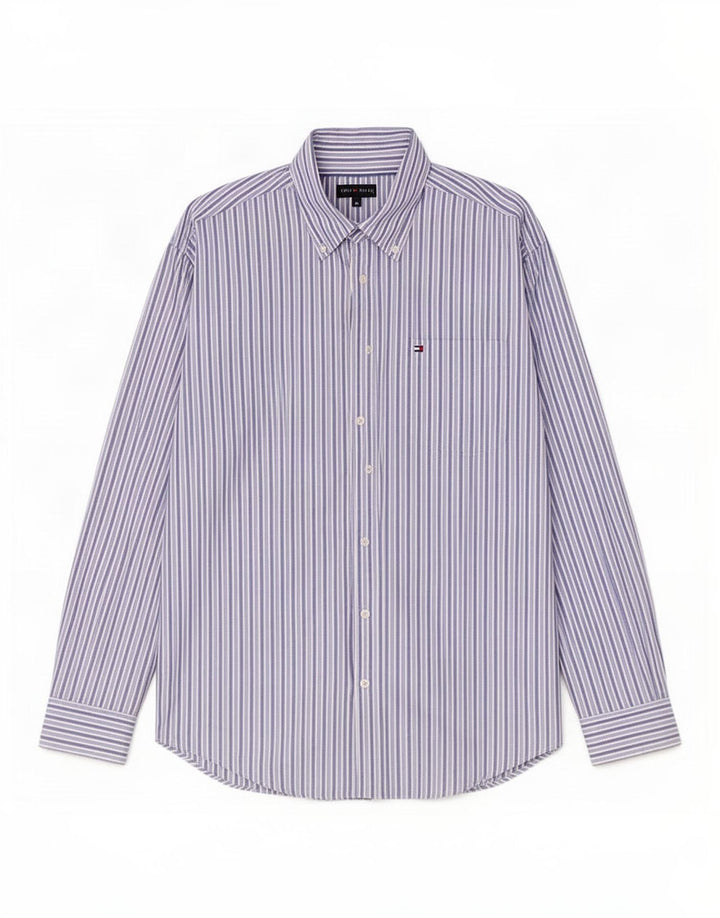 Camisa Tommy Hilfiger Hombre Azul Medio Rayas Pintadas