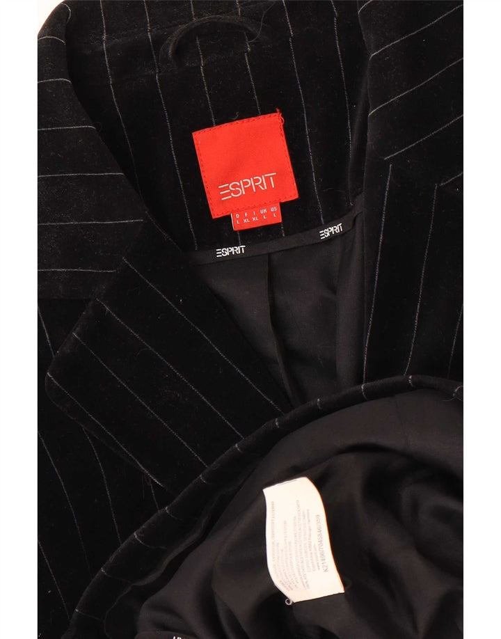 Esprit Chaqueta Blazer de Terciopelo con 2 Botones para Mujer UK 40 Grande Rayas Negras