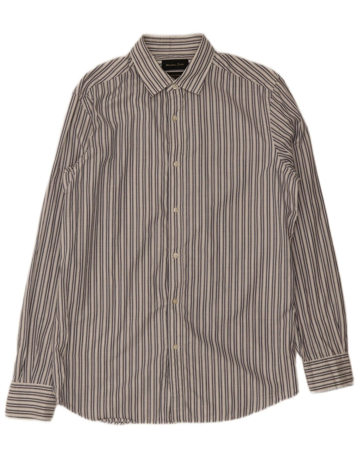 Camisa Massimo Dutti Hombre Mediana Algodón Rayas Blancas