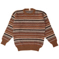 Vintage hombres cuello redondo jersey suéter IT 50 marrón medio Fair Isle