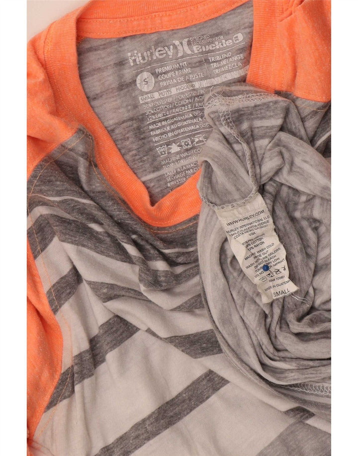 Hurley Mujer Premium Fit Top Manga 3/4 UK 40 Pequeño Poliéster A Rayas Gris