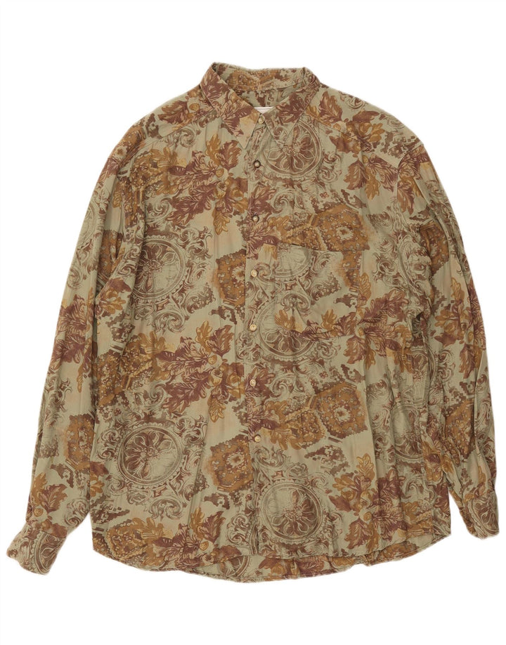 Camisa Massaro Hombre Grande Caqui Floral