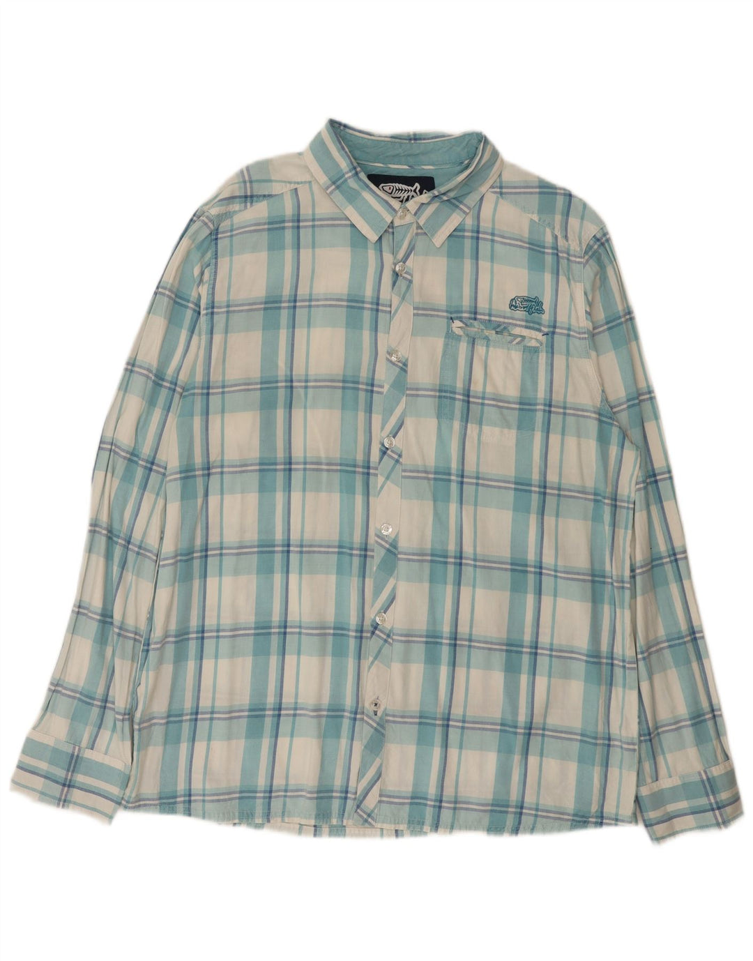 Weird Fish Camisa Hombre XL Azul Cuadros Algodón