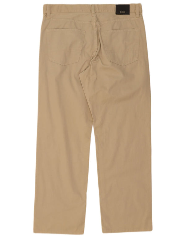 Hugo Boss Hombre Pantalones Casuales Rectos W36 L32 Algodón Beige