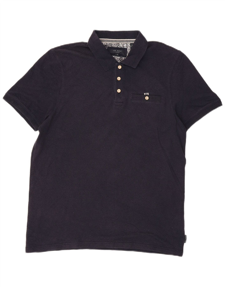 Ted Baker Polo para hombre talla 4 grande azul marino modal