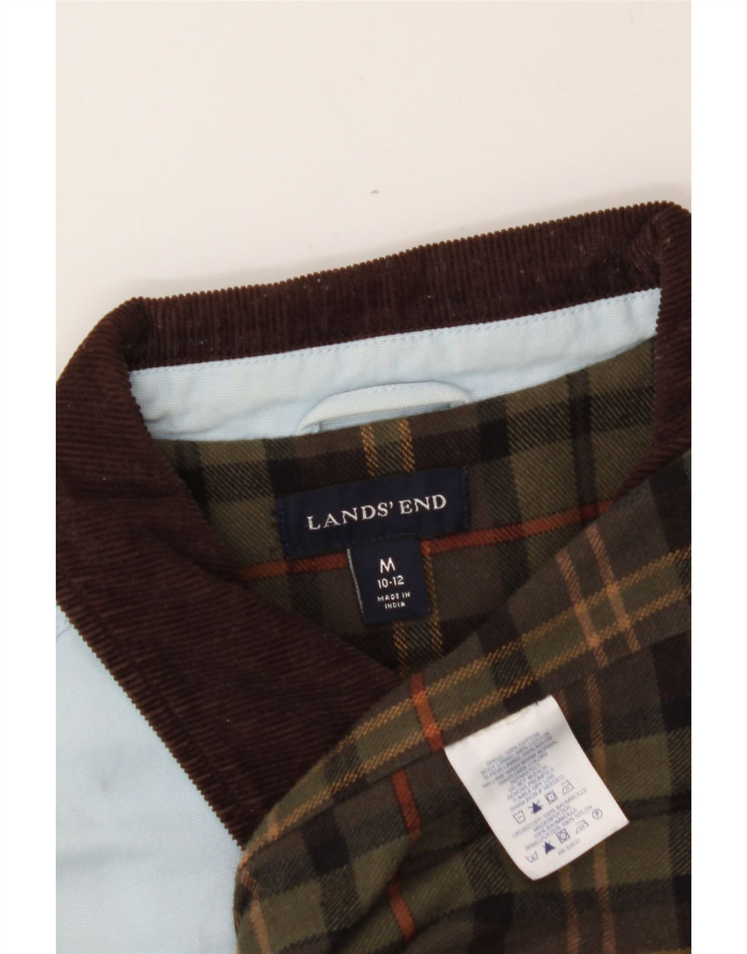 LANDS END Womens Overcoat UK 10/12 Medium Blue Cotton Vintage Lands End and Second-Hand Lands End from Messina Hembry 