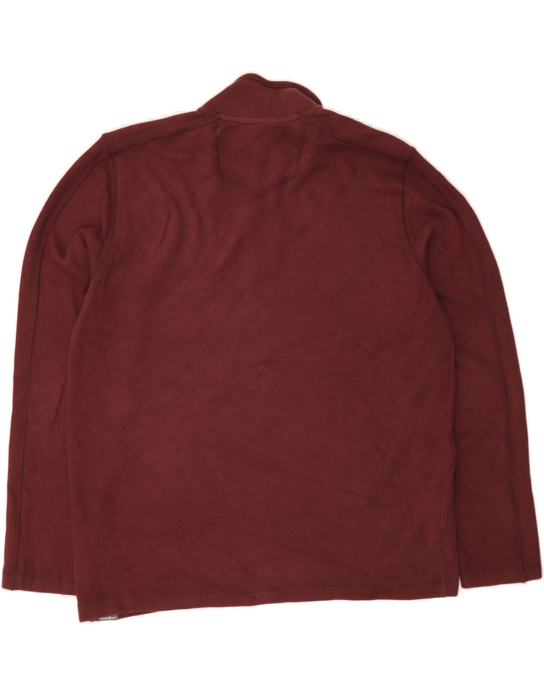 EDDIE BAUER Mens Zip Neck Sweatshirt Jumper Large Maroon Cotton Vintage Eddie Bauer and Second-Hand Eddie Bauer from Messina Hembry 