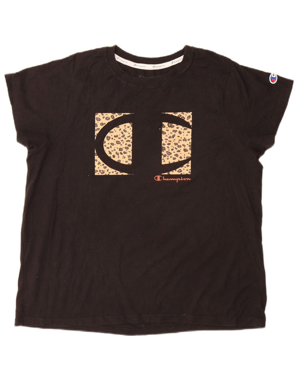 Champion Camiseta gráfica para mujer Top UK 40 XL Algodón negro