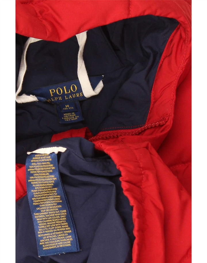 Polo Ralph Lauren Chaqueta acolchada con capucha para niños de 10 a 11 años, talla mediana, color rojo