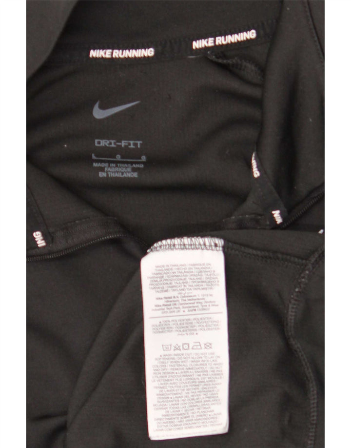 Nike Dri Fit - Sudadera con cuello y cremallera para mujer, talla 40, talla grande, poliéster negro