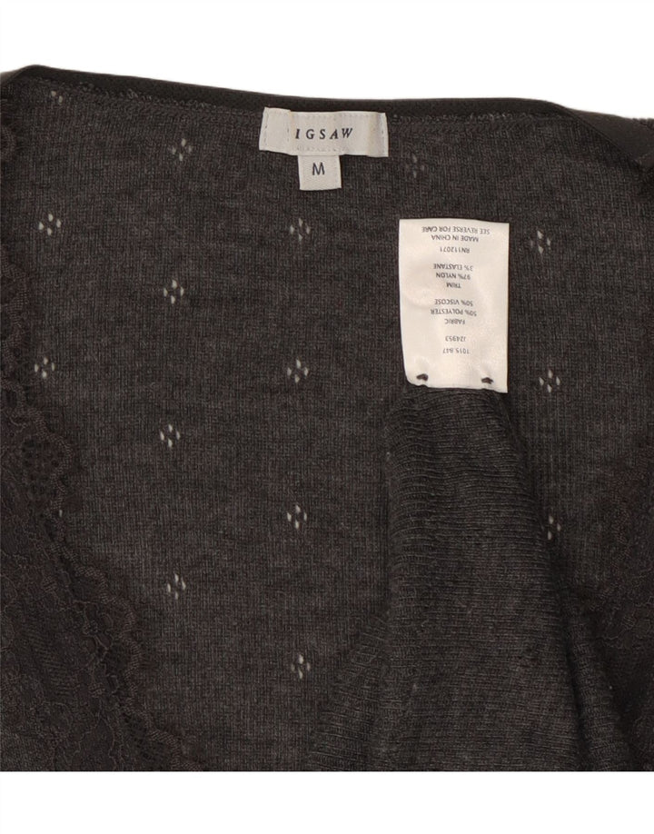 JIGSAW Suéter tipo cárdigan para mujer UK 12 Poliéster gris medio
