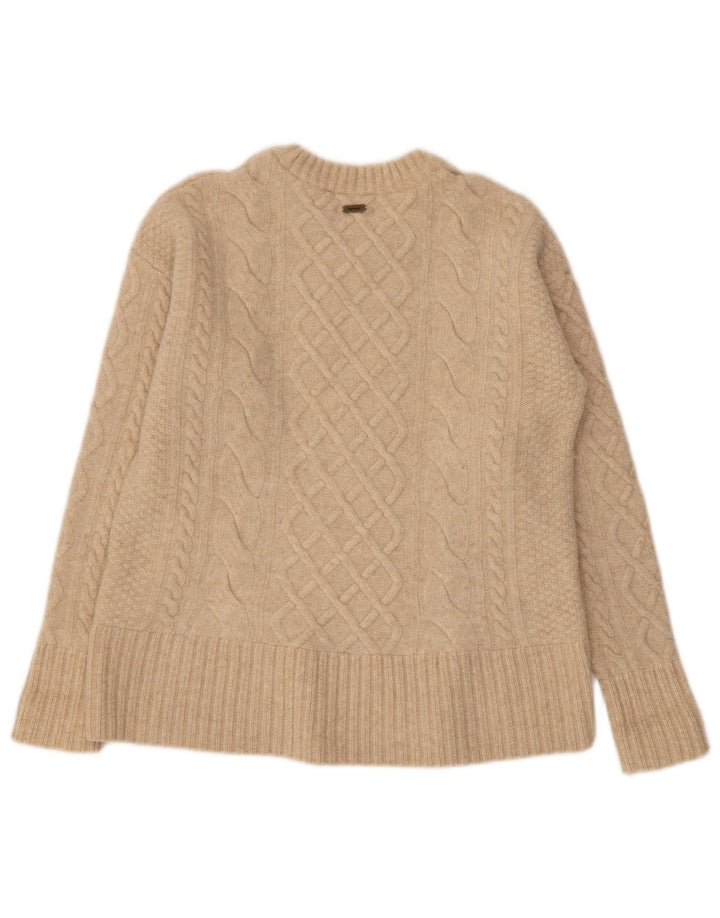 Barbour Jersey de cuello redondo para mujer UK 10 Small Beige Wool