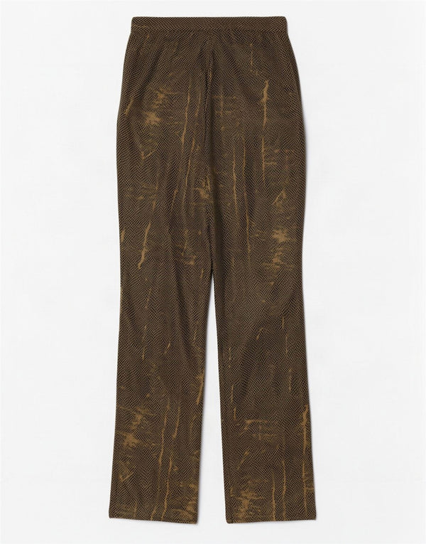 Pantalón recto vintage de piel sintética para mujer W24 L31 Estampado animal verde