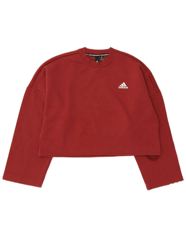 Adidas Mujer Crop Oversize Sudadera Jumper UK 8/10 Small Borgoña