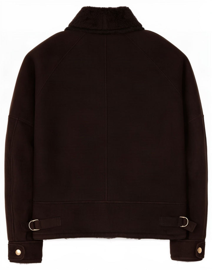 Chaqueta de piel de oveja vintage para hombre IT 50 Large Black