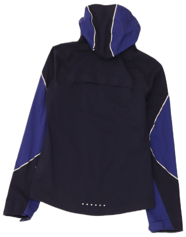 Nike Chaqueta de chándal con capucha para mujer UK 6 XS Azul Colorblock Nylon