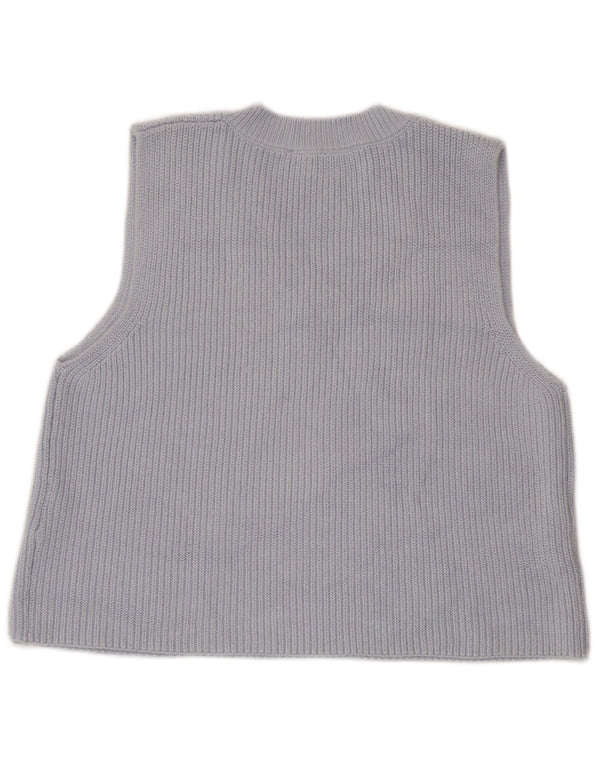 Zara Mujer Crop Vest Tank Top UK 10 Small Algodón Azul