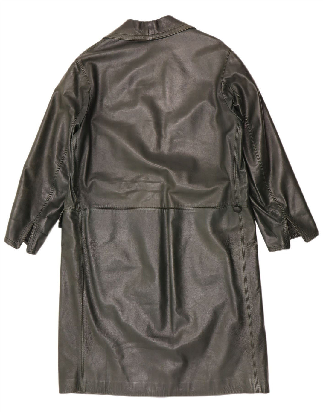 Vintage mujer cuero abrigo Reino Unido 14 verde medio